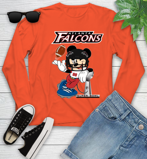 NFL Atlanta Falcons Mickey Mouse Disney Super Bowl Football T Shirt Youth Long Sleeve 4