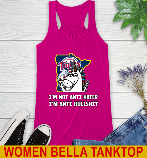 Minnesota Twins MLB Baseball Unicorn I'm Not Anti Hater I'm Anti Bullshit Racerback Tank 8