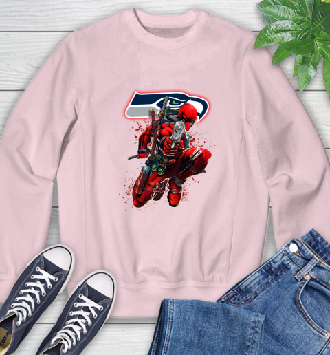 NFL Deadpool Marvel Comics Sports Football Seattle Seahawks Sweatshirt 9