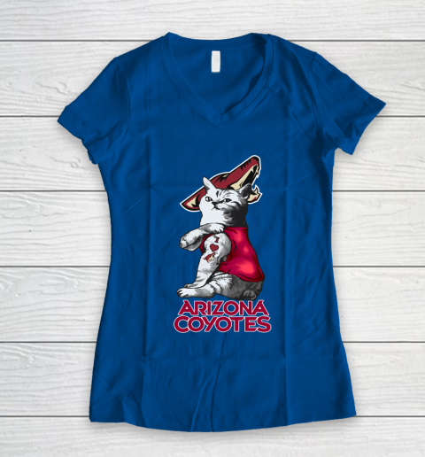 NHL My Cat Loves Arizona Coyotes Hockey Women's V-Neck T-Shirt 7