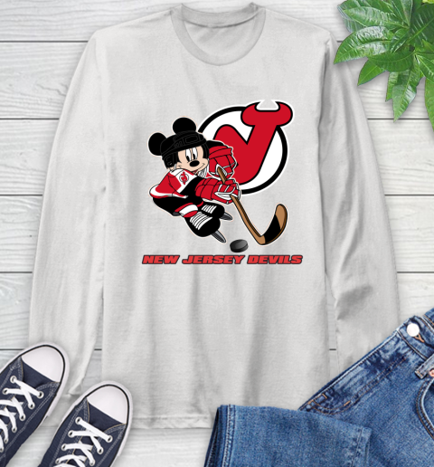 NHL New Jersey Devils Mickey Mouse Disney Hockey T Shirt Long Sleeve T-Shirt