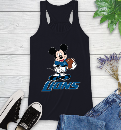 NFL Football Detroit Lions Cheerful Mickey Mouse Shirt Racerback Tank 9