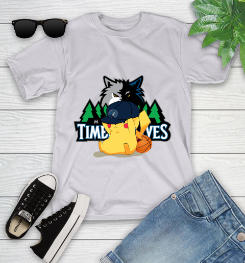NBA Pikachu Basketball Sports Minnesota Timberwolves Youth T-Shirt 4