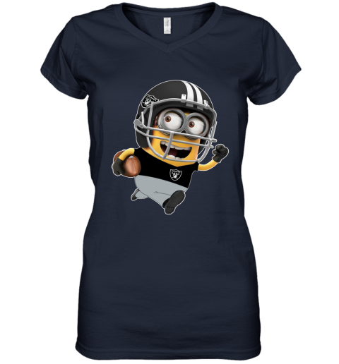 NFL Oakland Raiders Minions Disney Football Sports 77AwUJMUX95 women v neck t shirt 39 95 151514 front navy