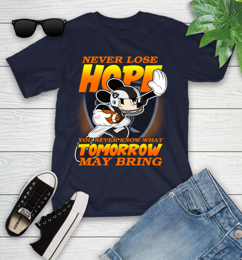 Oakland Raiders NFL Football Mickey Disney Never Lose Hope Youth T-Shirt 2