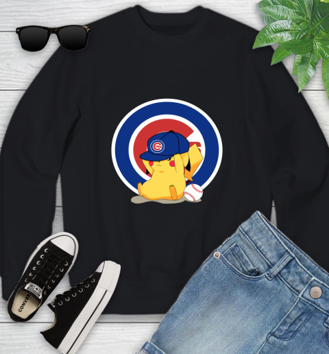 MLB Pikachu Baseball Sports Chicago Cubs Youth Sweatshirt 2