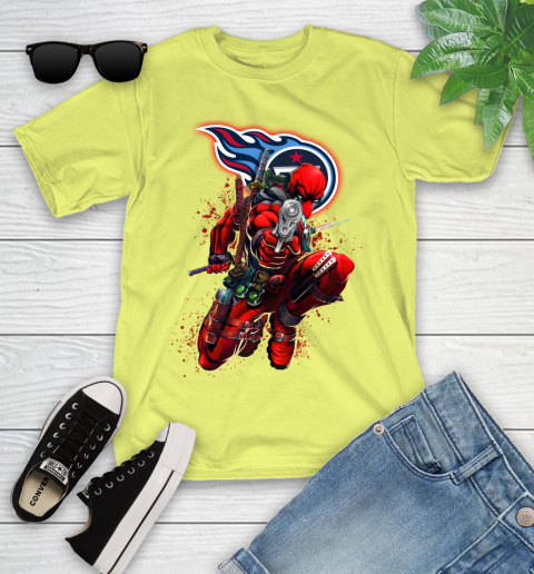 NFL Deadpool Marvel Comics Sports Football Tennessee Titans Youth T-Shirt 8