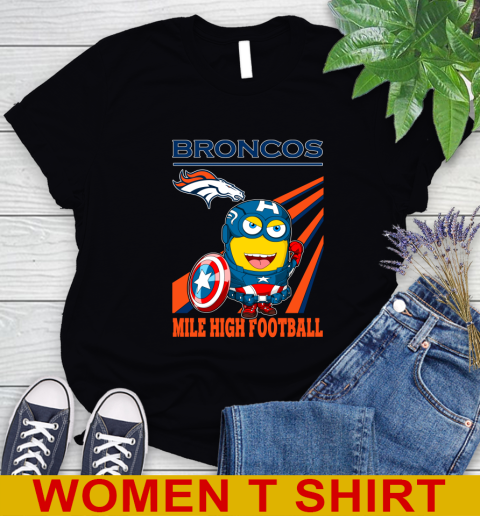 NFL Football Denver Broncos Captain America Marvel Avengers Minion Shirt Women's T-Shirt