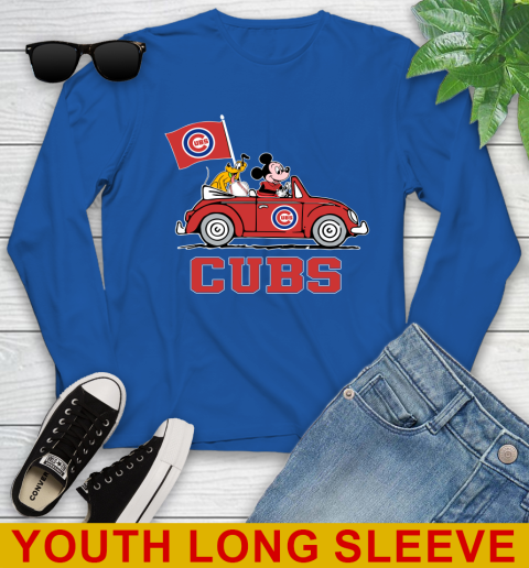 MLB Baseball Chicago Cubs Pluto Mickey Driving Disney Shirt Youth Long Sleeve 10