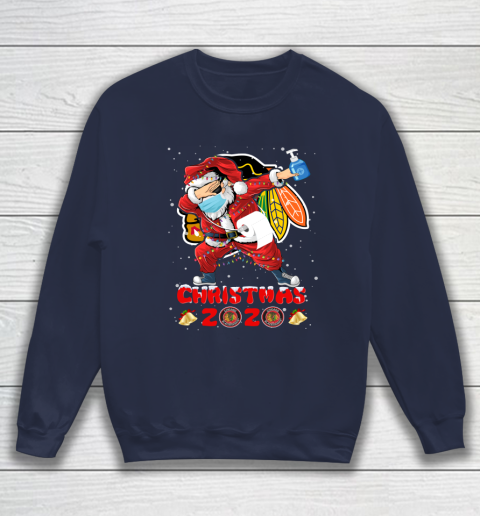 Chicago Blackhawks Funny Santa Claus Dabbing Christmas 2020 NHL Sweatshirt 2