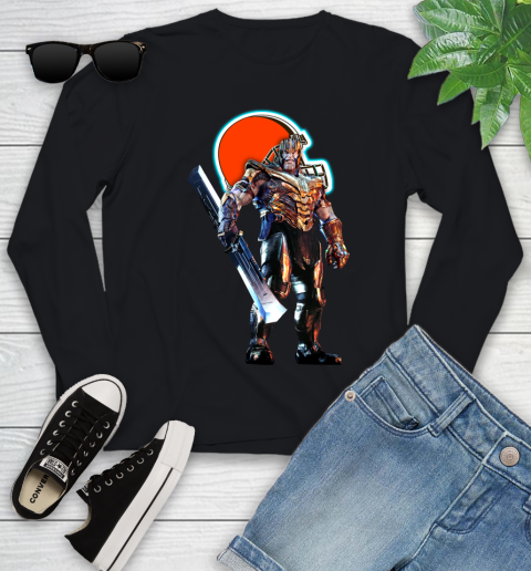 NFL Thanos Gauntlet Avengers Endgame Football Cleveland Browns Youth Long Sleeve 2