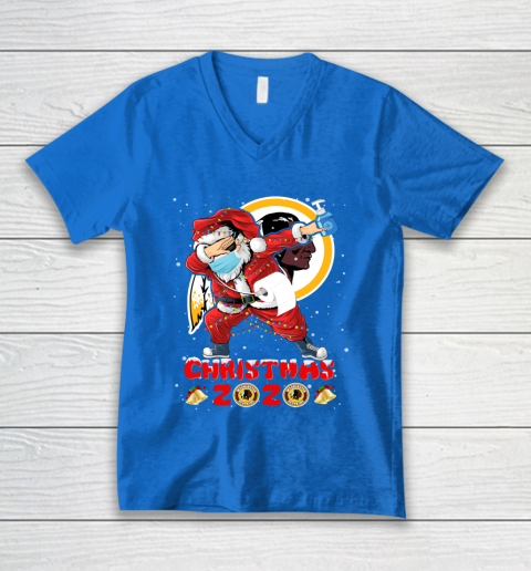Washington Redskins Funny Santa Claus Dabbing Christmas 2020 NFL V-Neck T-Shirt 5
