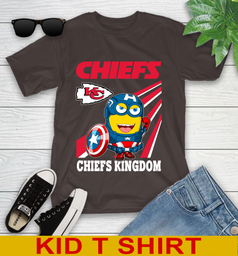 NFL Football Kansas City Chiefs Captain America Marvel Avengers Minion Shirt Youth T-Shirt 6