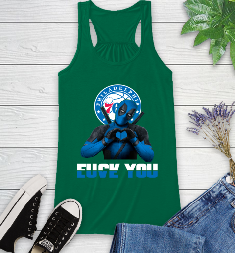 NBA Philadelphia 76ers Deadpool Love You Fuck You Basketball Sports Racerback Tank 6