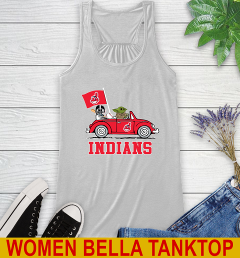 MLB Baseball Cleveland Indians Darth Vader Baby Yoda Driving Star Wars Shirt Racerback Tank