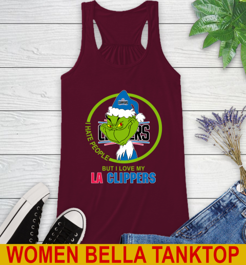 LA Clippers NBA Christmas Grinch I Hate People But I Love My Favorite Basketball Team Racerback Tank 3