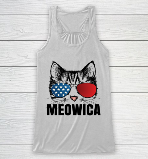 Independence Day Meowica Funny Cat American Flag  4th of July Racerback Tank