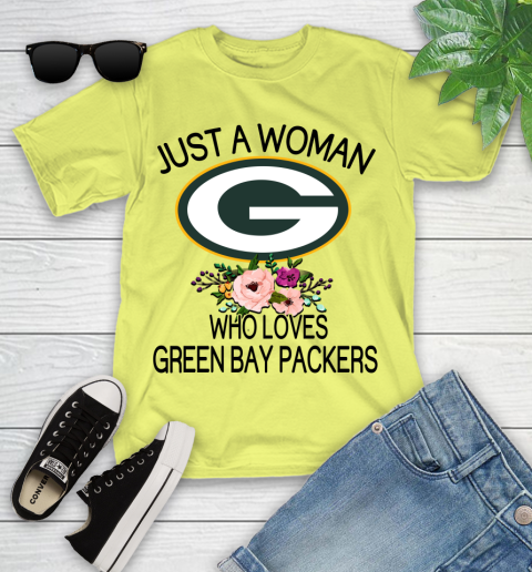 NFL Just A Woman Who Loves Green Bay Packers Football Sports Youth T-Shirt 5