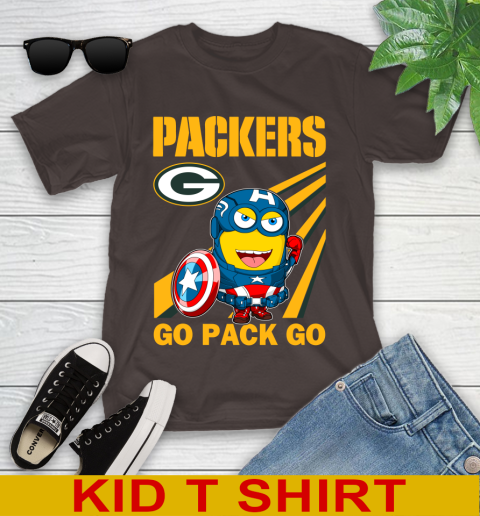 NFL Football Green Bay Packers Captain America Marvel Avengers Minion Shirt Youth T-Shirt 6