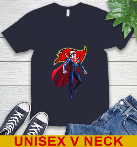 NFL Superman DC Sports Football Tampa Bay Buccaneers V-Neck T-Shirt 3