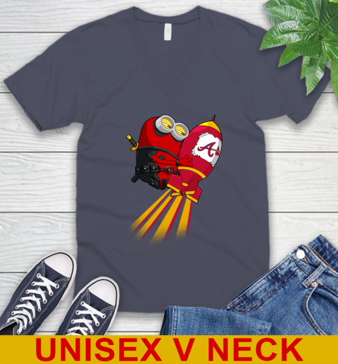 MLB Baseball Atlanta Braves Deadpool Minion Marvel Shirt V-Neck T-Shirt 7