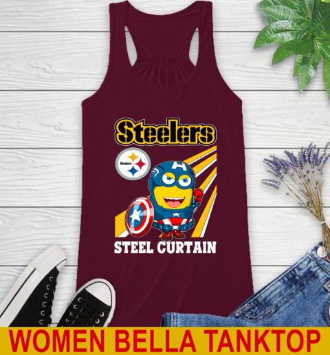 NFL Football Pittsburgh Steelers Captain America Marvel Avengers Minion Shirt Racerback Tank 2