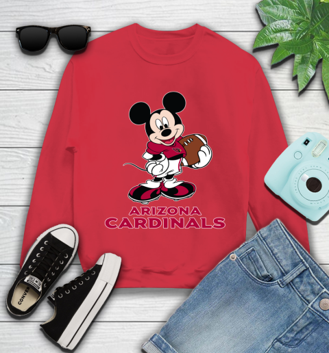 NFL Football Arizona Cardinals Cheerful Mickey Mouse Shirt Youth Sweatshirt 8