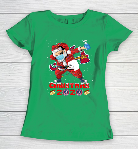 Atlanta Braves Funny Santa Claus Dabbing Christmas 2020 MLB Women's T-Shirt 5