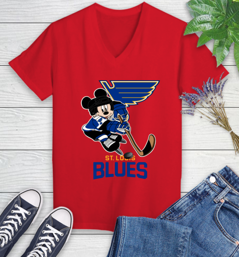 NHL St.Louis Blues Mickey Mouse Disney Hockey T Shirt Women's V-Neck T-Shirt 12