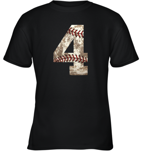 Baseball Jersey Number 4 t shirt Distressed Ball Youth T-Shirt