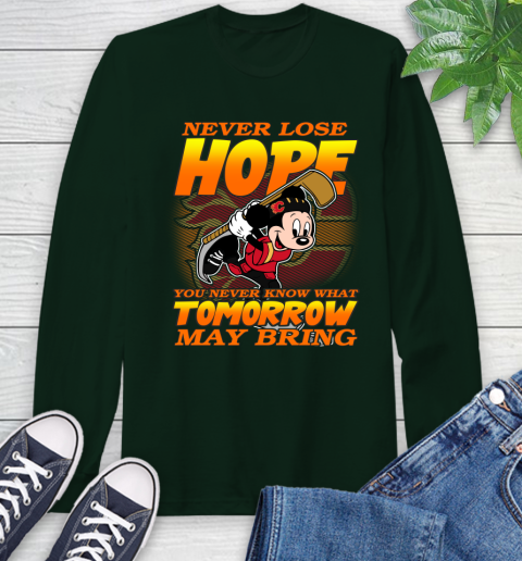 Calgary Flames NHL Hockey ootball Mickey Disney Never Lose Hope Long Sleeve T-Shirt 7