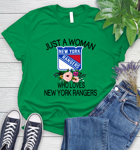NHL Just A Woman Who Loves New York Rangers Hockey Sports Women's T-Shirt 4