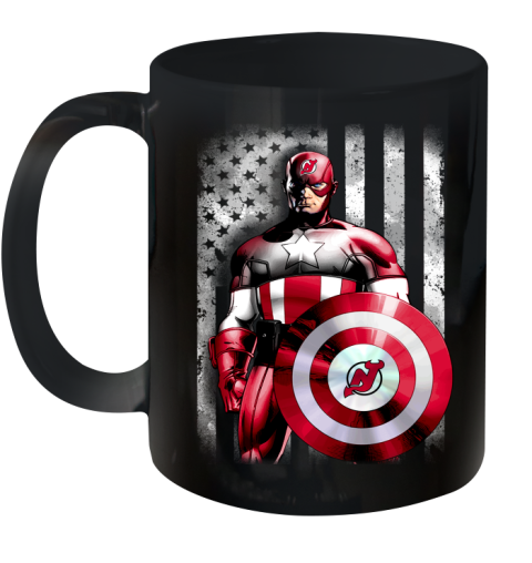 New Jersey Devils NHL Hockey Captain America Marvel Avengers American Flag Shirt Ceramic Mug 11oz