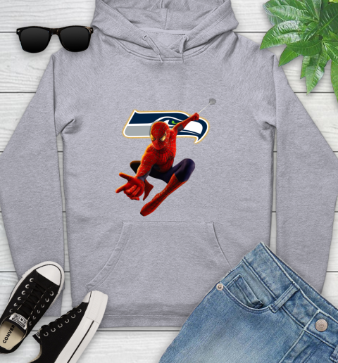 NFL Spider Man Avengers Endgame Football Seattle Seahawks Youth Hoodie 6