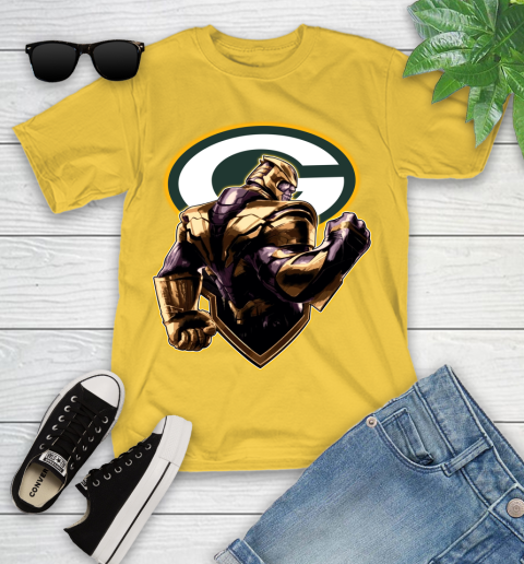 NFL Thanos Avengers Endgame Football Sports Green Bay Packers Youth T-Shirt 8