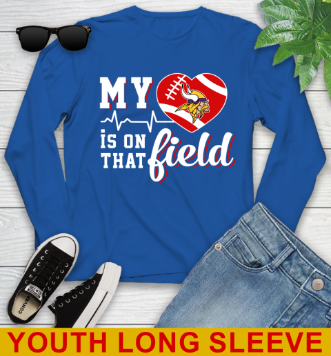 NFL My Heart Is On That Field Football Sports Minnesota Vikings Youth Long Sleeve 10