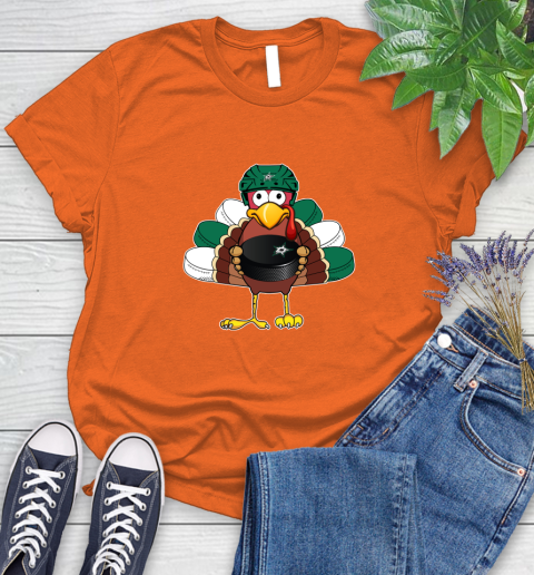Dallas Stars Turkey Thanksgiving Day Women's T-Shirt 4