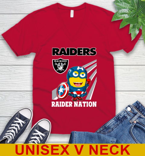 NFL Football Oakland Raiders Captain America Marvel Avengers Minion Shirt V-Neck T-Shirt 6