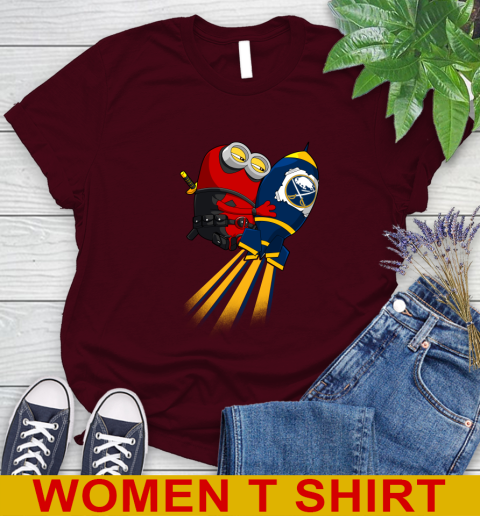 NHL Hockey Buffalo Sabres Deadpool Minion Marvel Shirt Women's T-Shirt 6