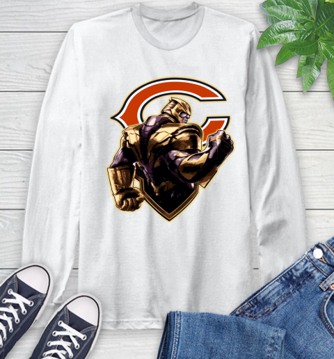 NFL Thanos Avengers Endgame Football Sports Chicago Bears Long Sleeve T-Shirt