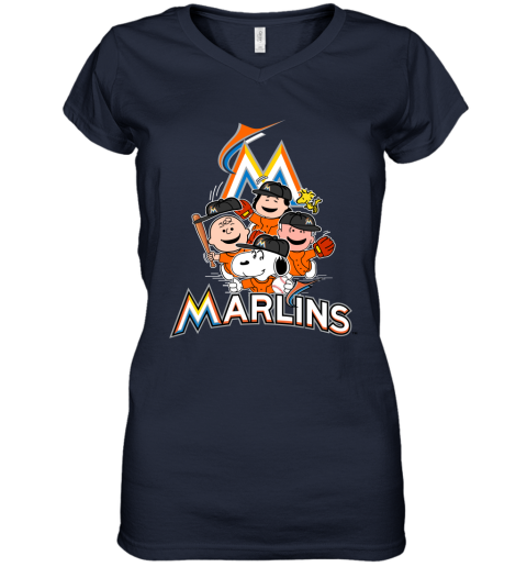 MLB Miami Marlins Snoopy Charlie Brown Woodstock The Peanuts Movie Baseball  T Shirt - Rookbrand