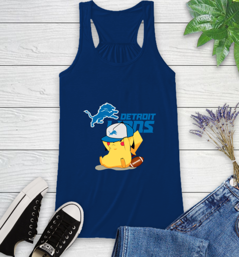 NFL Pikachu Football Sports Detroit Lions Racerback Tank 9