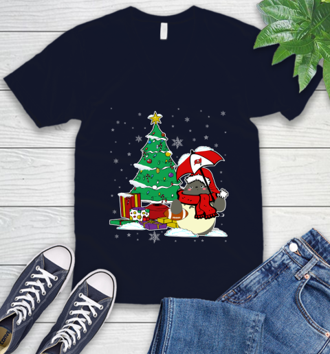 Tampa Bay Buccaneers NFL Football Cute Tonari No Totoro Christmas Sports V-Neck T-Shirt 2