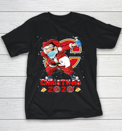 Calgary Flames Funny Santa Claus Dabbing Christmas 2020 NHL Youth T-Shirt
