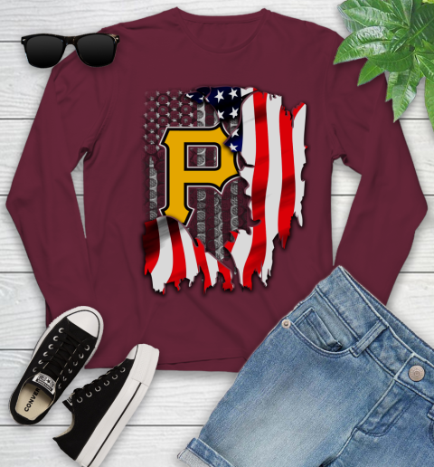 Pittsburgh Pirates MLB Baseball American Flag Youth Long Sleeve 6