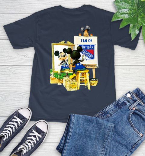 NHL Hockey New York Rangers Mickey Drawing Shirt 3