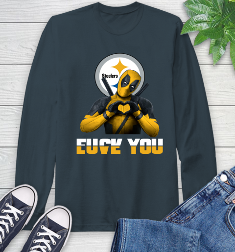 NHL Pittsburgh Steelers Deadpool Love You Fuck You Football Sports Long Sleeve T-Shirt 9