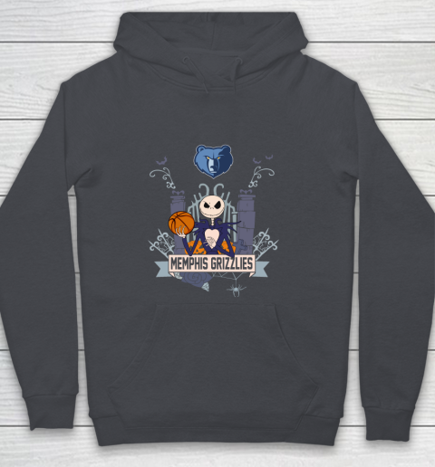 NBA Memphis Grizzlies Basketball Jack Skellington Halloween Youth Hoodie 5