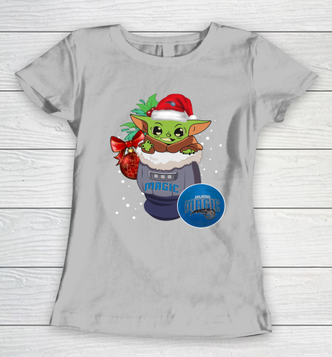 Orlando Magic Christmas Baby Yoda Star Wars Funny Happy NBA Women's T-Shirt 6