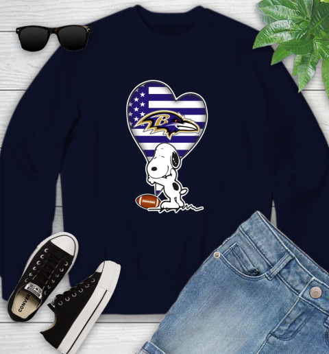 Baltimore Ravens NFL Football The Peanuts Movie Adorable Snoopy Youth Sweatshirt 3